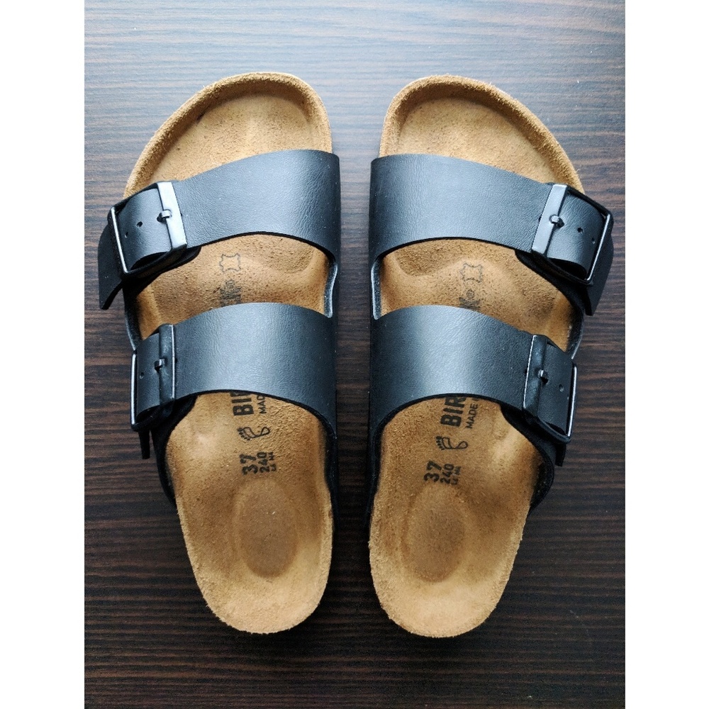 Black Birko Flor Birkenstocks